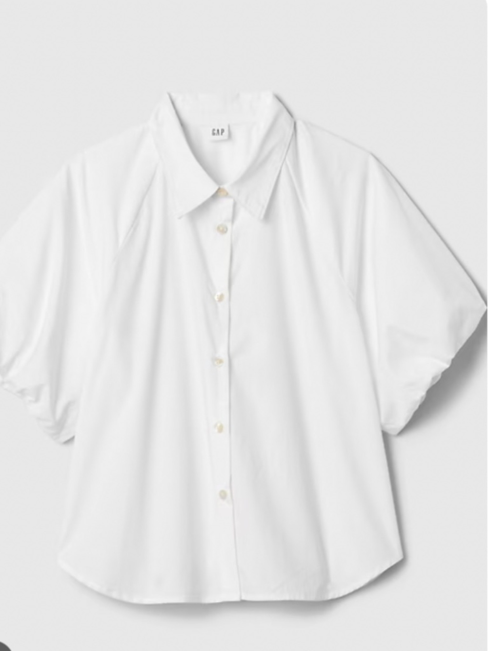 Gap Organic Cotton Poplin Bubble Sleeve Shirt White XS